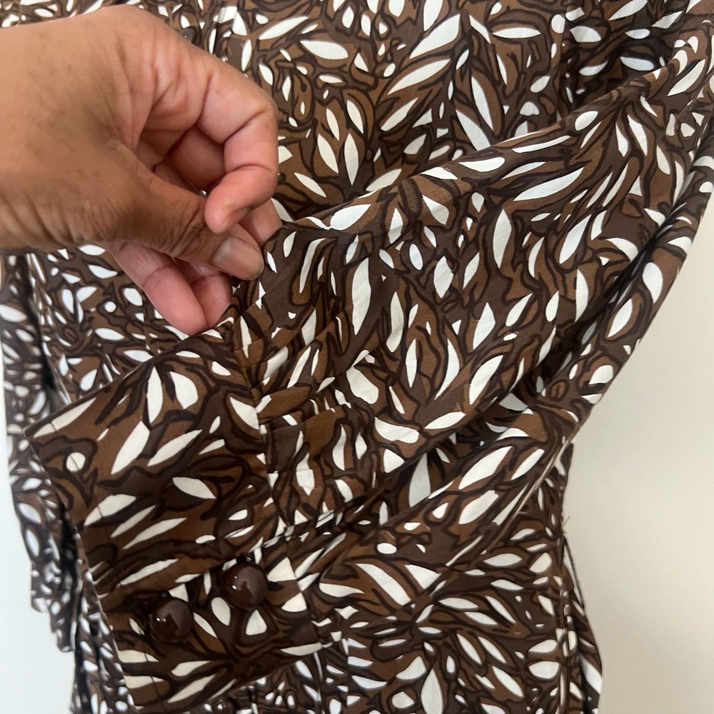 An Original Milly Shirt Dress Size 2 Brown White Print Belted Mini City Chic - Picture 9 of 16